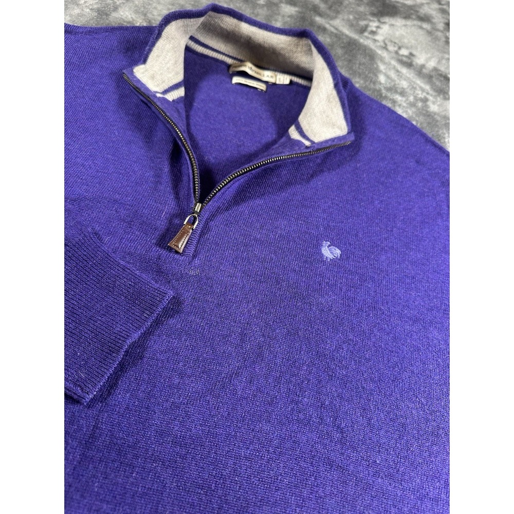 Peter Millar Sweater Mens LARGE 100% Merino Wool Quarter Zip Pullover Bluepurpl